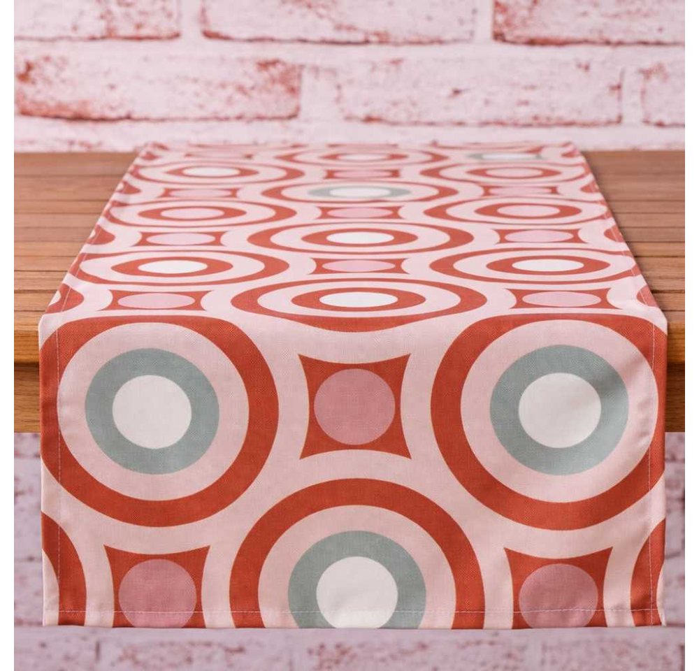 AltoBelli Tischläufer AltoBelli Tischläufer RETRO Kreise Terrakotta & Rosé