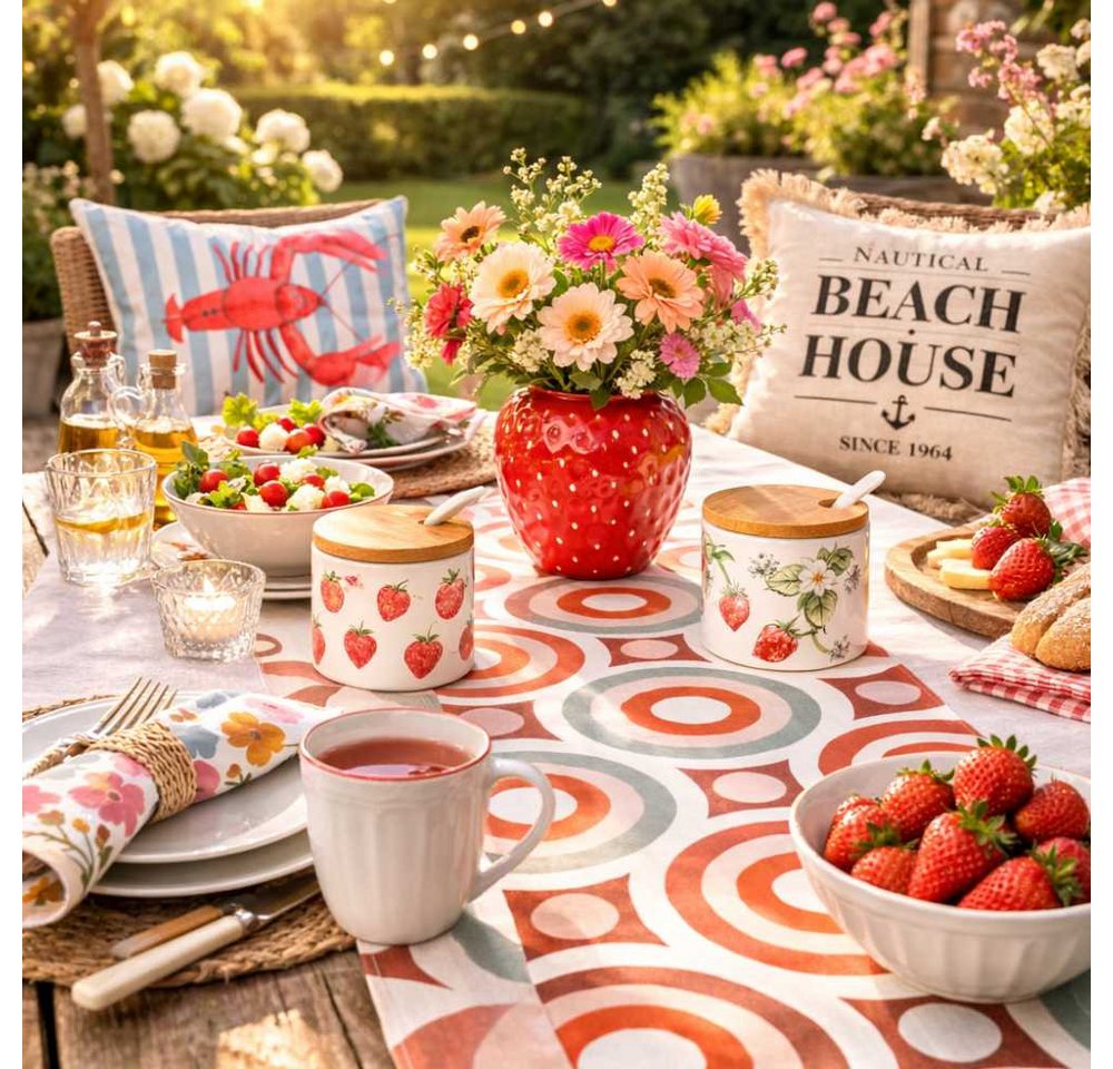 AltoBelli Tischläufer AltoBelli Tischläufer RETRO Kreise Terrakotta & Rosé Bild 2
