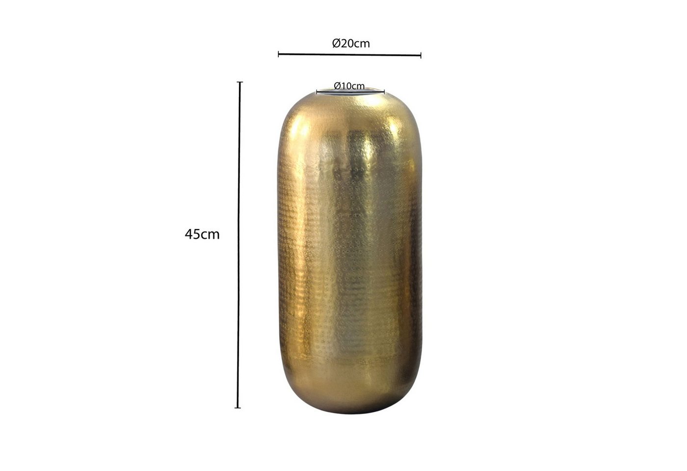FINEBUY Bodenvase FB76406 Vase 45 cm Aluminium Gold Blumenvase Wohndeko Groß Rund (Elegantes Wohnaccessoire für stilvolle Räume), Große Vase mit moderner Ausstrahlung Bild 2