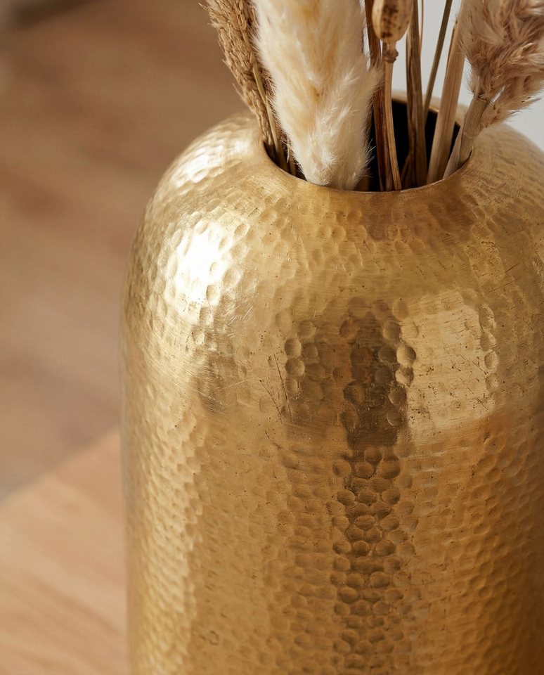 FINEBUY Bodenvase FB76406 Vase 45 cm Aluminium Gold Blumenvase Wohndeko Groß Rund (Elegantes Wohnaccessoire für stilvolle Räume), Große Vase mit moderner Ausstrahlung Bild 3