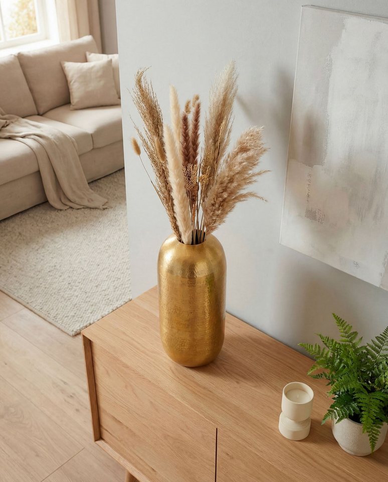 FINEBUY Bodenvase FB76406 Vase 45 cm Aluminium Gold Blumenvase Wohndeko Groß Rund (Elegantes Wohnaccessoire für stilvolle Räume), Große Vase mit moderner Ausstrahlung Bild 5