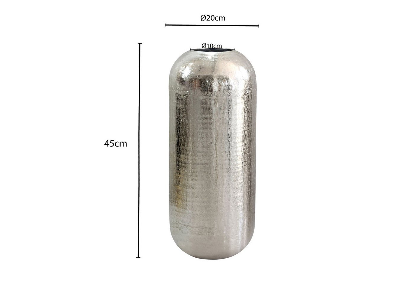 FINEBUY Bodenvase FB76405 Vase 45 cm Aluminium Silber Blumenvase Wohndeko Groß Rund (Elegantes Wohnaccessoire für stilvolle Räume), Große Vase mit moderner Ausstrahlung Bild 2