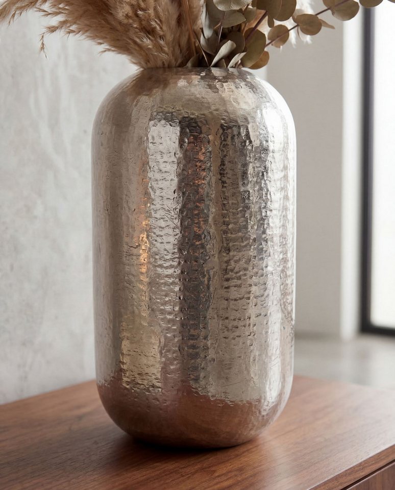 FINEBUY Bodenvase FB76405 Vase 45 cm Aluminium Silber Blumenvase Wohndeko Groß Rund (Elegantes Wohnaccessoire für stilvolle Räume), Große Vase mit moderner Ausstrahlung Bild 5