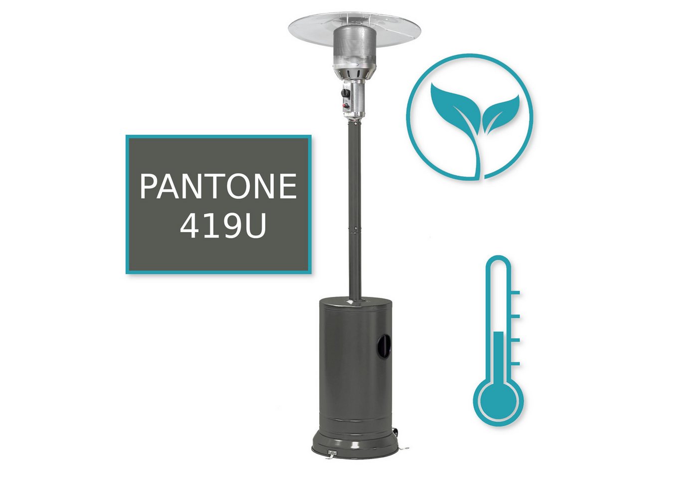 APANA Heizstrahler Eco Heizpilz Gasheizer Terrassenheizstrahler Gas Heizstrahler Garten, Inklusive Transportrollen Umkippsicherung und Abschaltautomatik Bild 5
