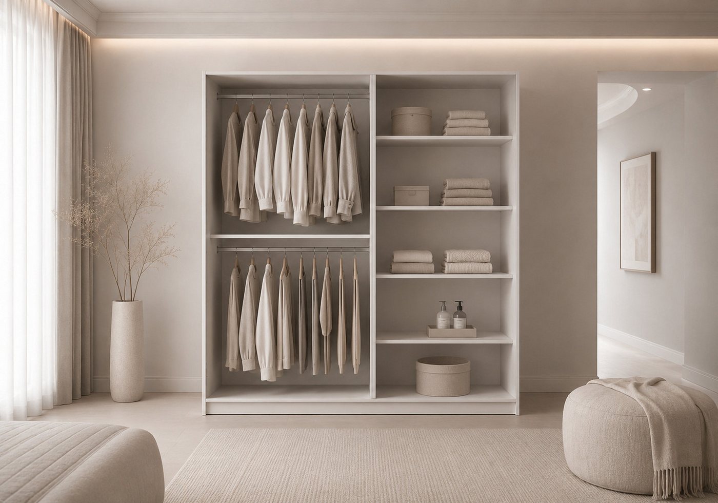 MOEBLO Drehtürenschrank Glamy 4D Wood (Moderner 4-türiger Kleiderschrank mit viel Stauraum, Einlegeböden – Ideal für Schlafzimmer, Ankleidezimmer oder Jugendzimmer, Schrank Garderobe Drehtürenschrank - holz griffe) (BxHxT): 200 x 210 x 57 cm Bild 3