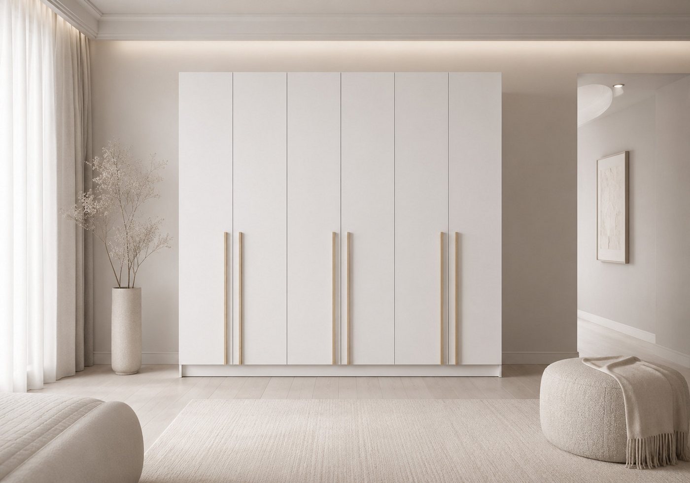 MOEBLO Drehtürenschrank Glamy 6D Wood (Moderner 6-türiger Kleiderschrank mit viel Stauraum, vier Kleiderstangen, Einlegeböden – Ideal für Schlafzimmer, Ankleidezimmer, Schrank Garderobe Drehtürenschrank - holz griffe) (BxHxT): 230 x 210 x 57 cm Bild 5