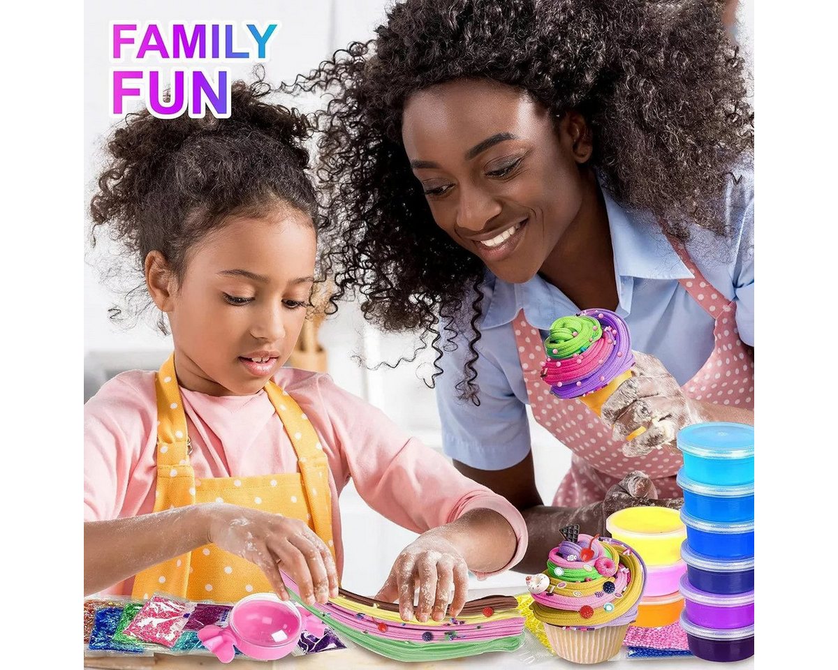 AURIVION Knete Fluffy Butter Slime Set, DIY Zauberknete & magischer Schleim Kit (Set, 30-tlg., für Jungen und Mädchen Party Favor), Dose Modelliermasse Knete wunderschöne Farben Kinder Geschenk)