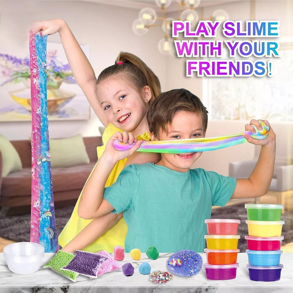 AURIVION Knete Fluffy Butter Slime Set, DIY Zauberknete & magischer Schleim Kit (Set, 30-tlg., für Jungen und Mädchen Party Favor), Dose Modelliermasse Knete wunderschöne Farben Kinder Geschenk) Bild 4