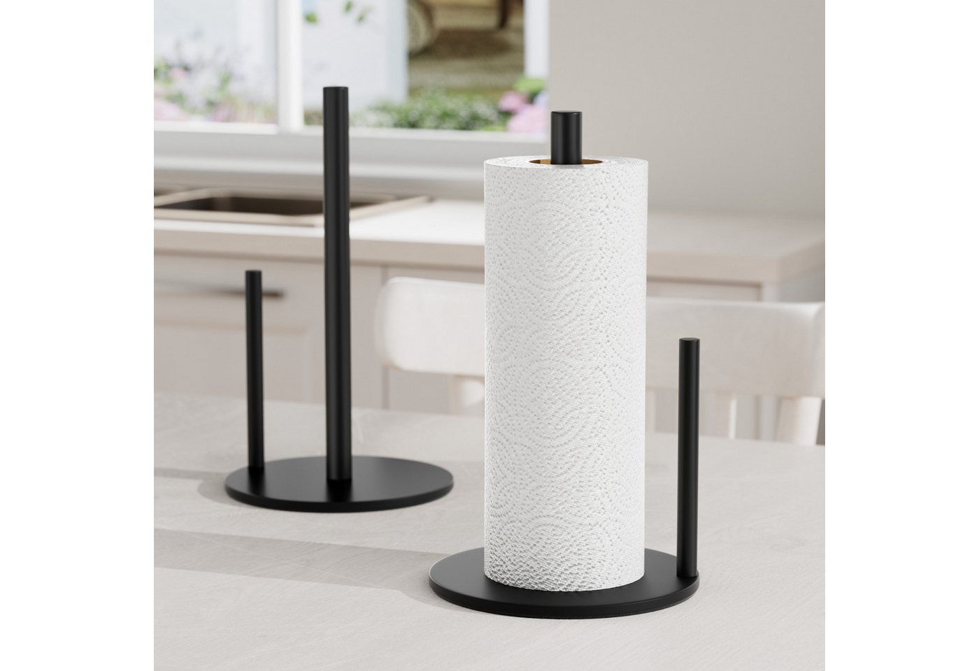 niffgaff Küchenrollenhalter mit gewichteter Basis & rutschfester Unterlage, (1-St), Edelstahl Stehend, platzsparend für Arbeitsplatte & Küchenregal Bild 4