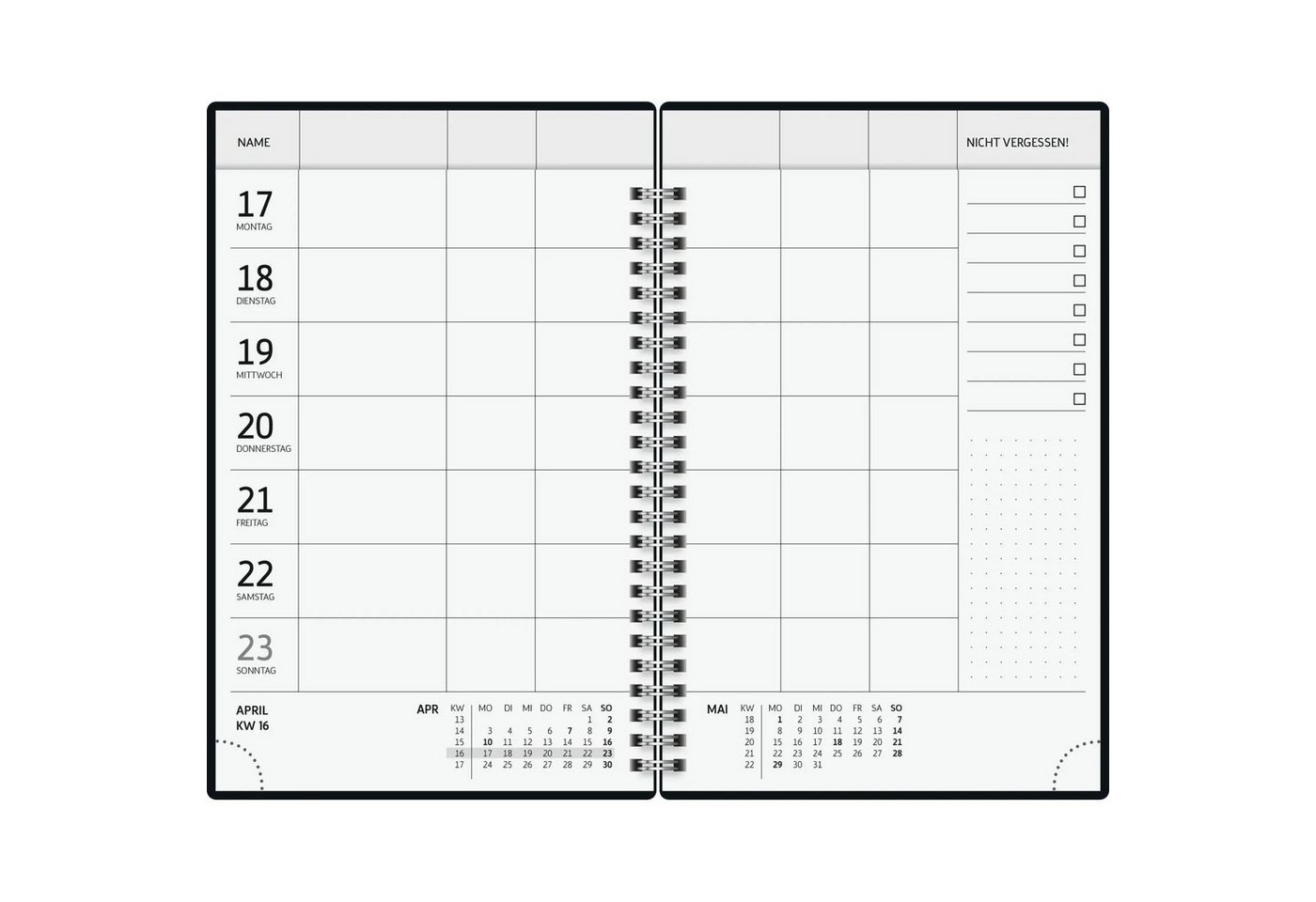 Baier & Schneider Familienkalender BRUNNEN 1070291017 Buchkalender Familienplaner 2027 "Gold-Punkte"...