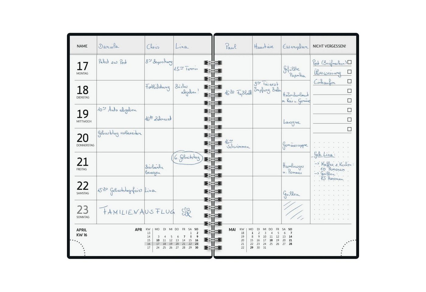 Baier & Schneider Familienkalender BRUNNEN 1070291017 Buchkalender Familienplaner 2027 "Gold-Punkte"... Bild 3