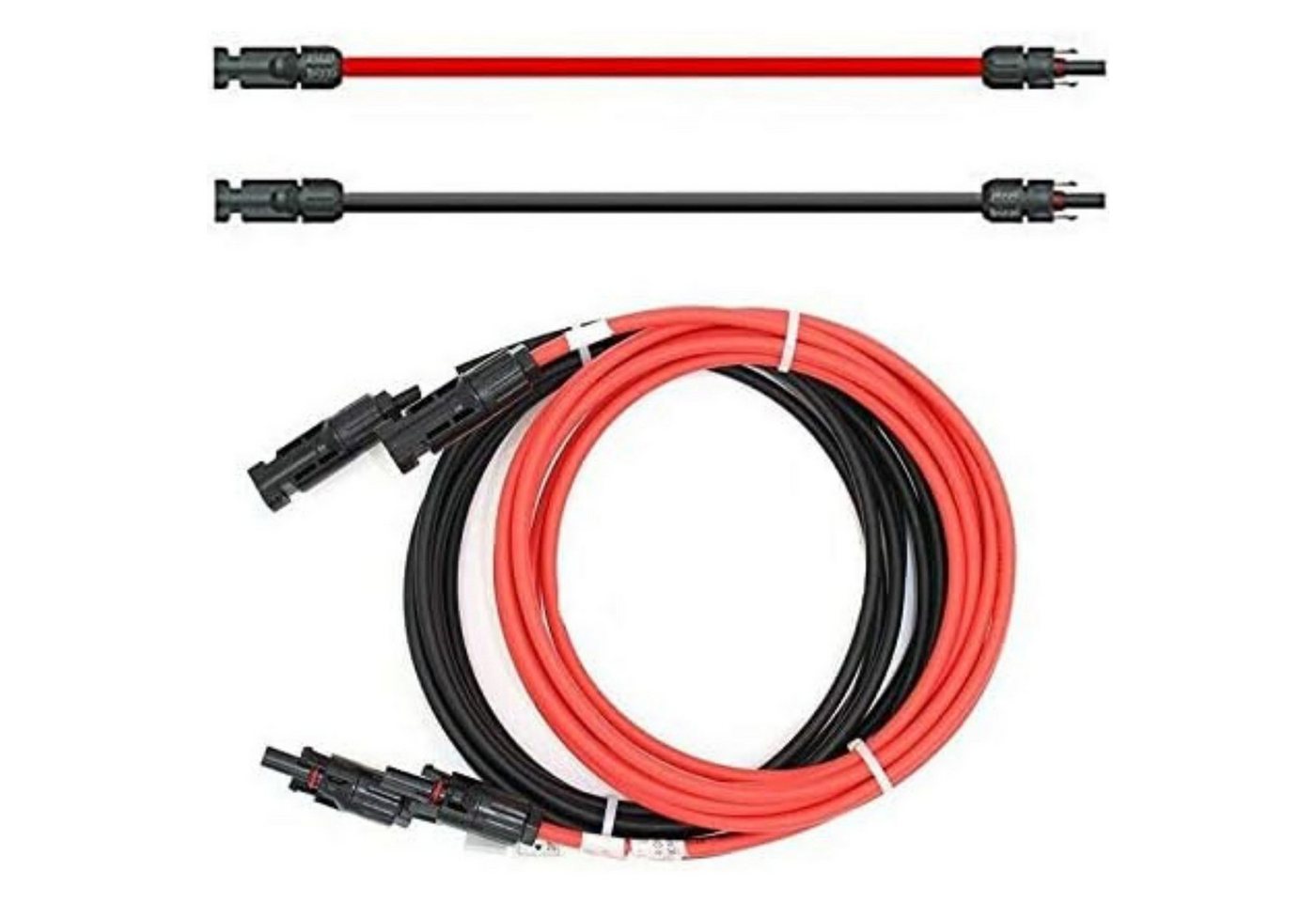 solartronics Solarmodul Solarkabel 6mm² mit Solarstecker, beidseitig, Rot/Schwarz