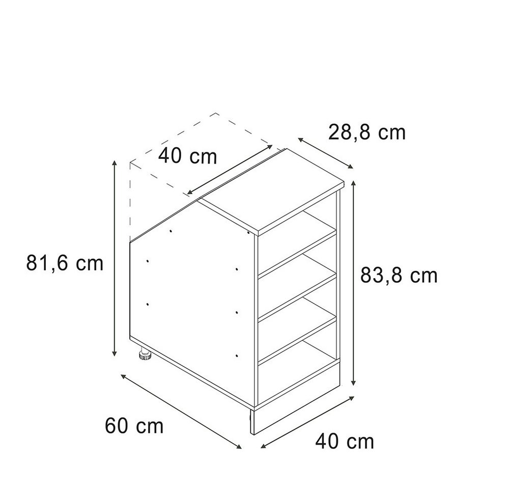 Vicco Kommode Rion, Goldkraft Eiche, 40 x 81.8 cm mit 4 Fächern, Schrankkorpus 6... (1 St)