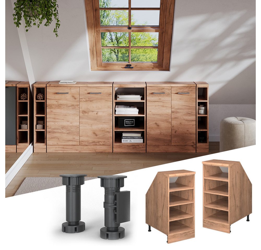 Vicco Kommode Rion, Goldkraft Eiche, 40 x 81.8 cm mit 4 Fächern, Schrankkorpus 6... (1 St) Bild 5