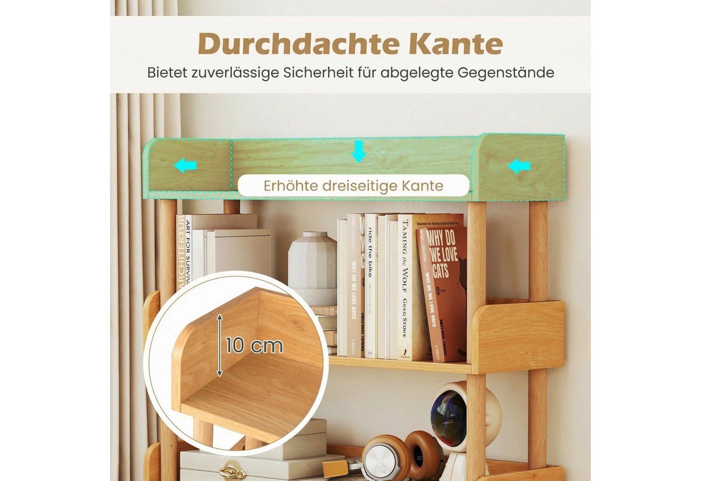COSTWAY Bücherregal, Holz Standregal, Eckregal mit 5 offene Ebene Bild 4