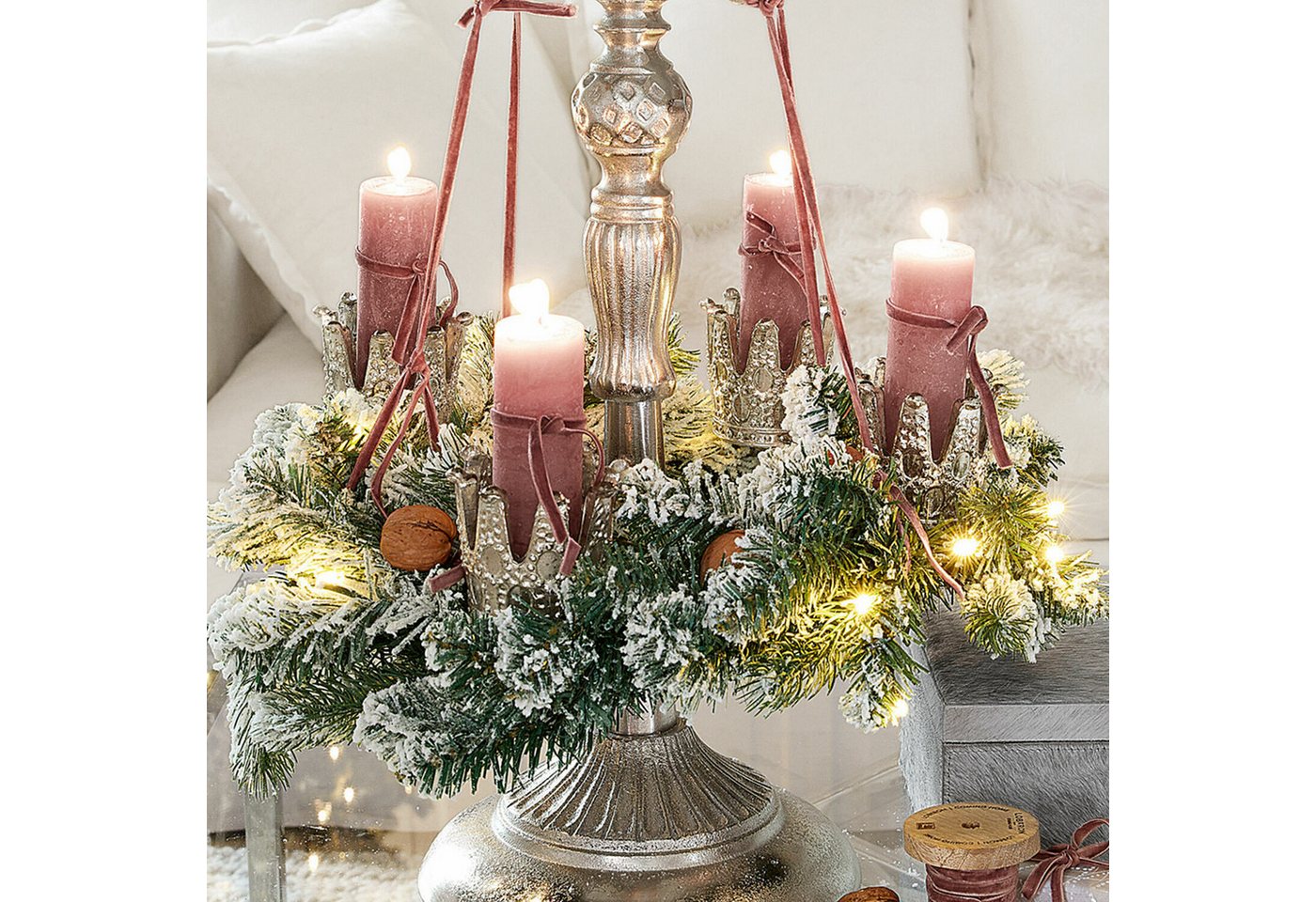 Mirabeau Adventskranz Steckwindlicht 4er Set Melina antiksilber Bild 2
