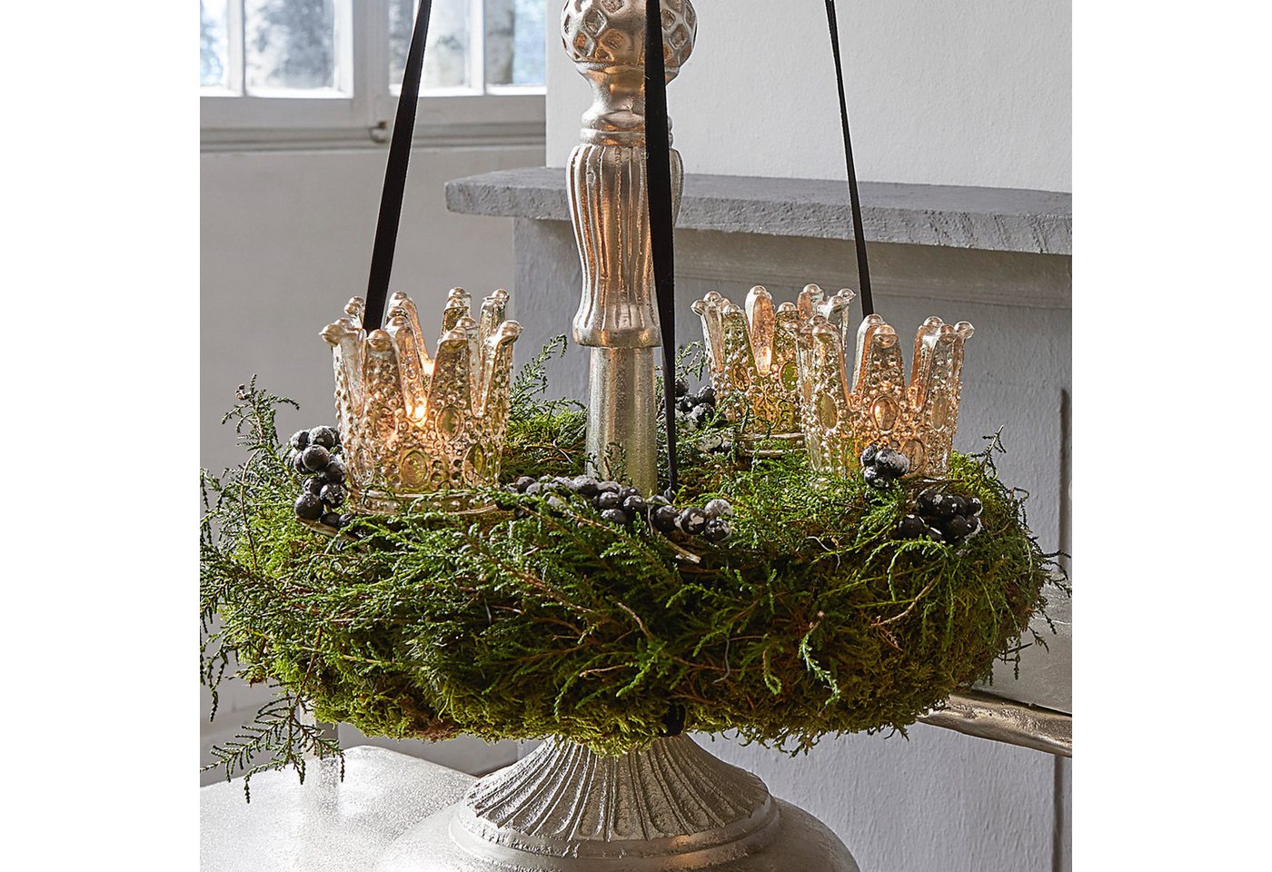 Mirabeau Adventskranz Steckwindlicht 4er Set Melina antiksilber Bild 3
