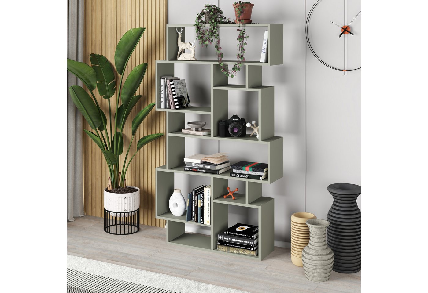 Decortie Bücherregal Karmato, Standregal Bücherregal Holz Wohnzimmer, 96 x 25,5 x 168,5 cm Bild 2