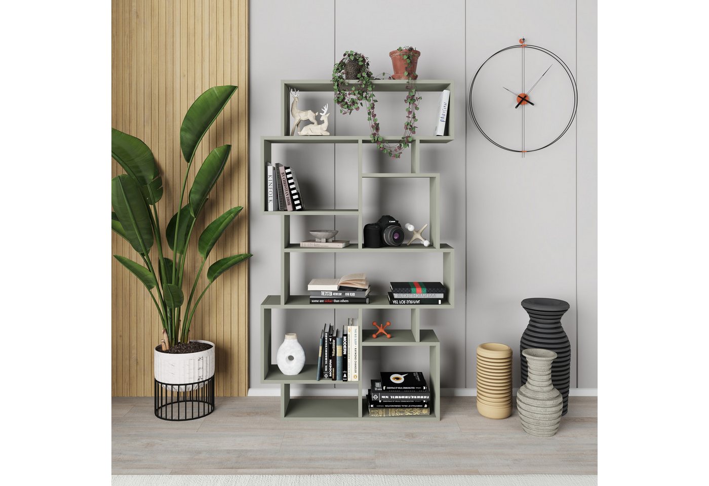 Decortie Bücherregal Karmato, Standregal Bücherregal Holz Wohnzimmer, 96 x 25,5 x 168,5 cm Bild 3