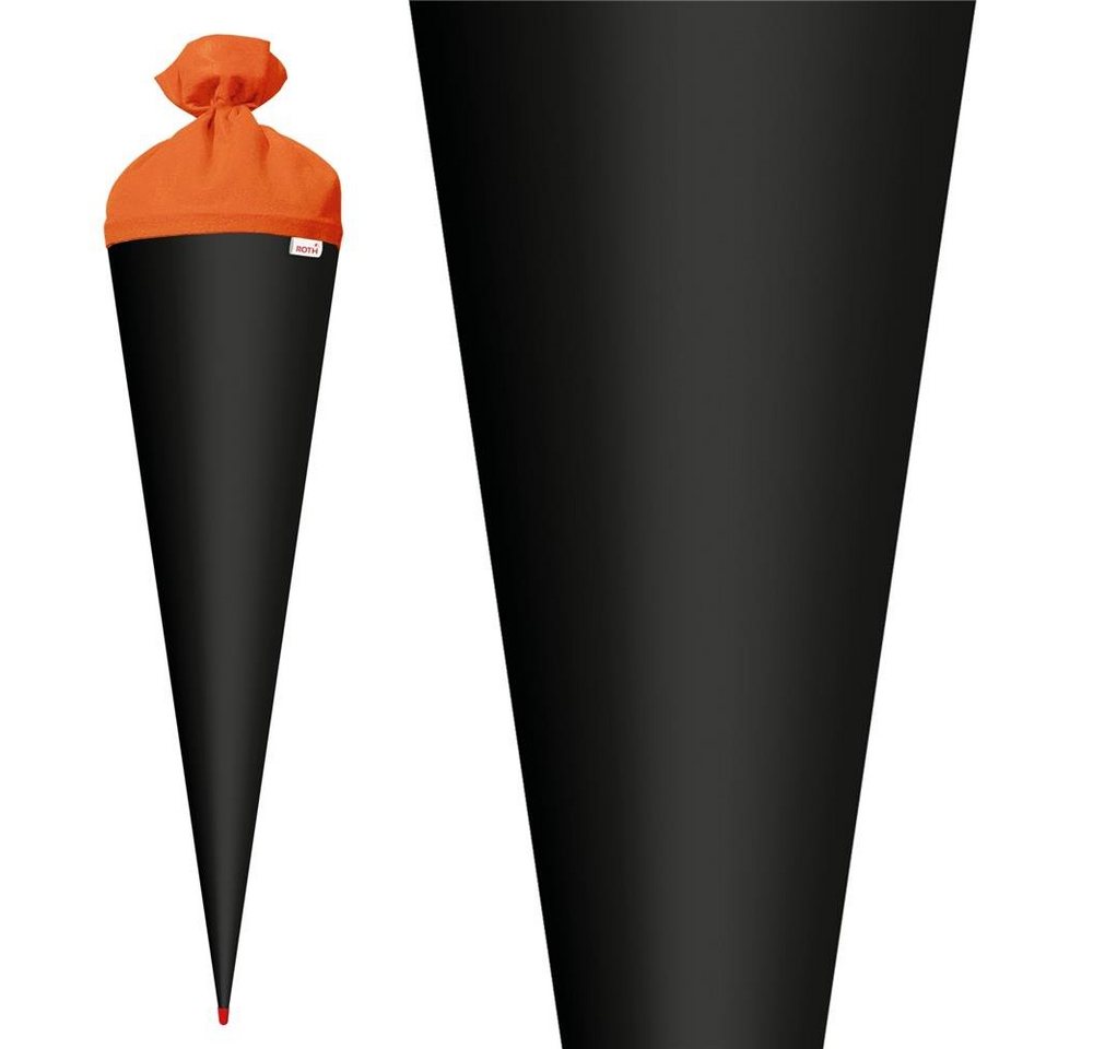 Roth Schultüte Basteltüte 70 cm, rund schwarz Einschulung Zuckertüte Rot(h)-Spitze Filz-Verschluss
