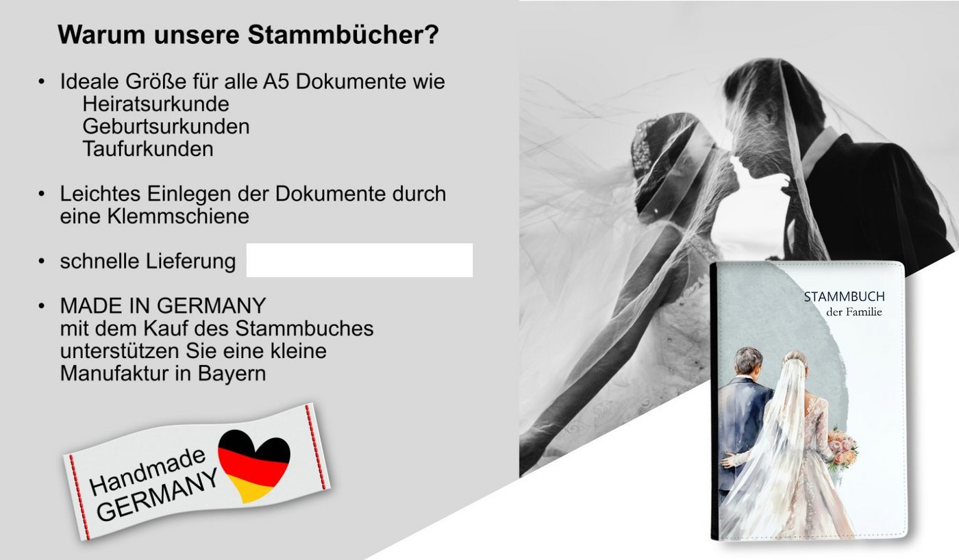 CreaDesign Notizbuch Stammbuch A5 Brautpaar Blau Weiß Kreis Bild 2