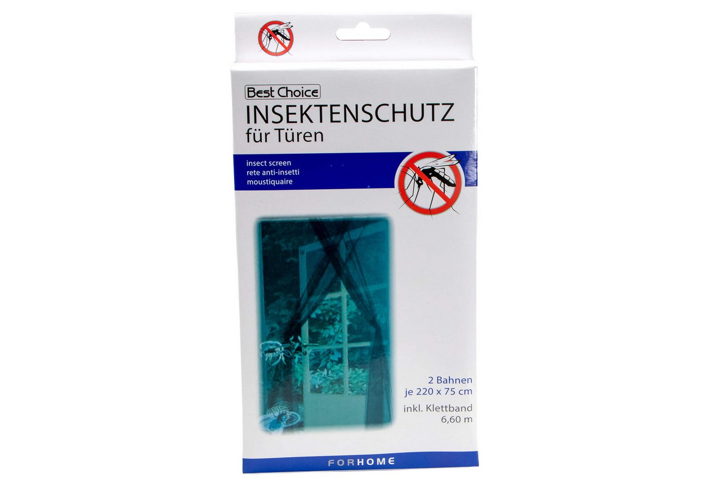 Best Choice Fliegengitter-Gewebe Insektenschutz für Türen 220 x 75 cm Tür Fliegengitter schwarz, Gitterfläche 220x150 cm, Klettband, selbstklebend Bild 2