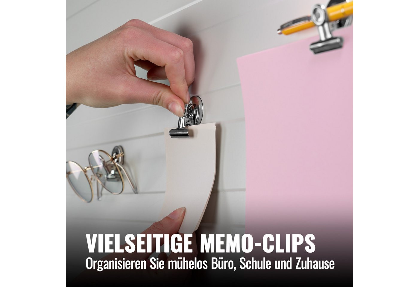 Poppstar Magnet (12-St), 12x Magnetische Klammer (Memo Clips rund, 0,5 kg Haftkraft), silbern Bild 2