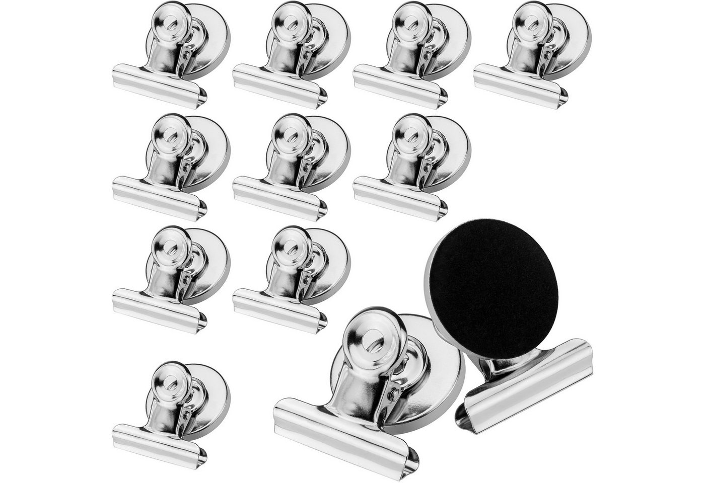 Poppstar Magnet (12-St), 12x Magnetische Klammer (Memo Clips rund, 0,5 kg Haftkraft), silbern Bild 3