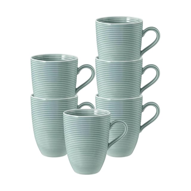 Seltmann Weiden Becher Seltmann Weiden Beat Arktisblau Becher mit Henkel 0,35l 6er Set, Porzellan