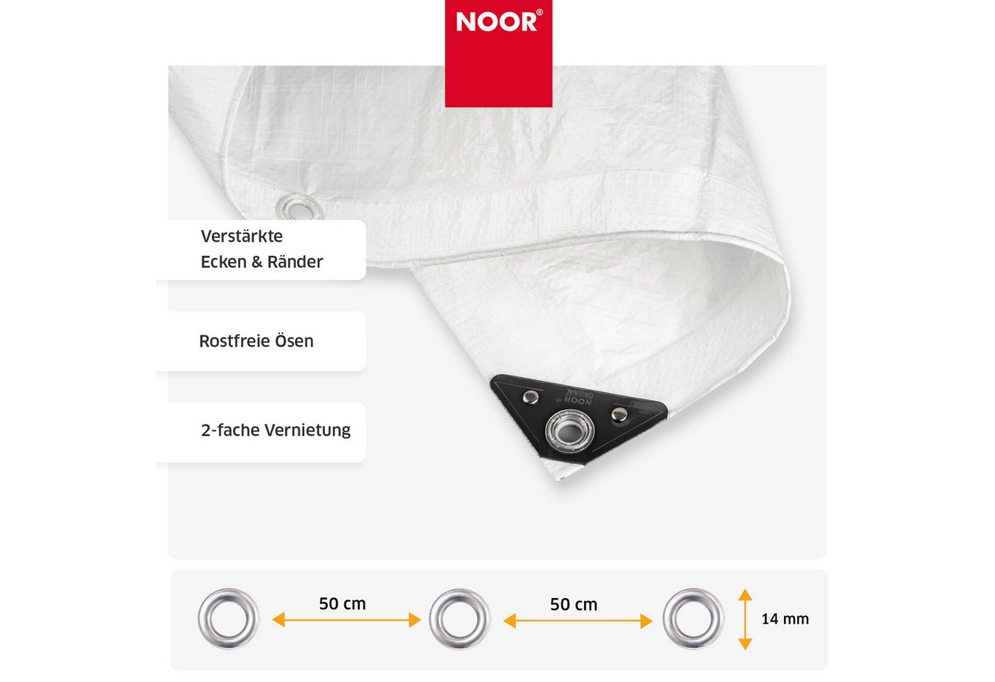 NOOR Schutzplane HOBBY - vielseitige Abdeckplane - 120g/m², Gewebeplane Garten - wasserdicht - Ösen, verstärkte Ecken & Ränder Bild 4
