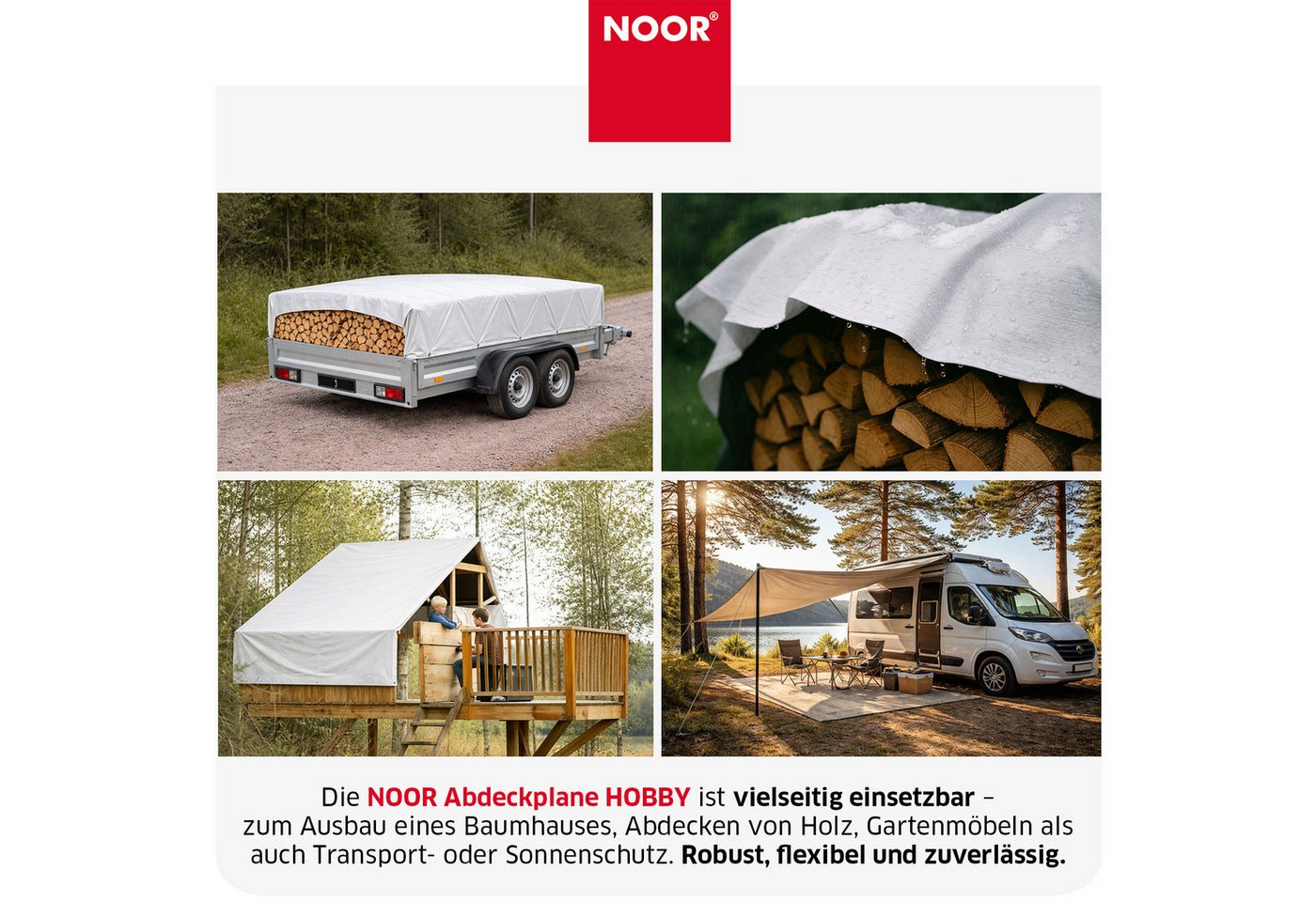 NOOR Schutzplane HOBBY - vielseitige Abdeckplane - 120g/m², Gewebeplane Garten - wasserdicht - Ösen, verstärkte Ecken & Ränder Bild 5