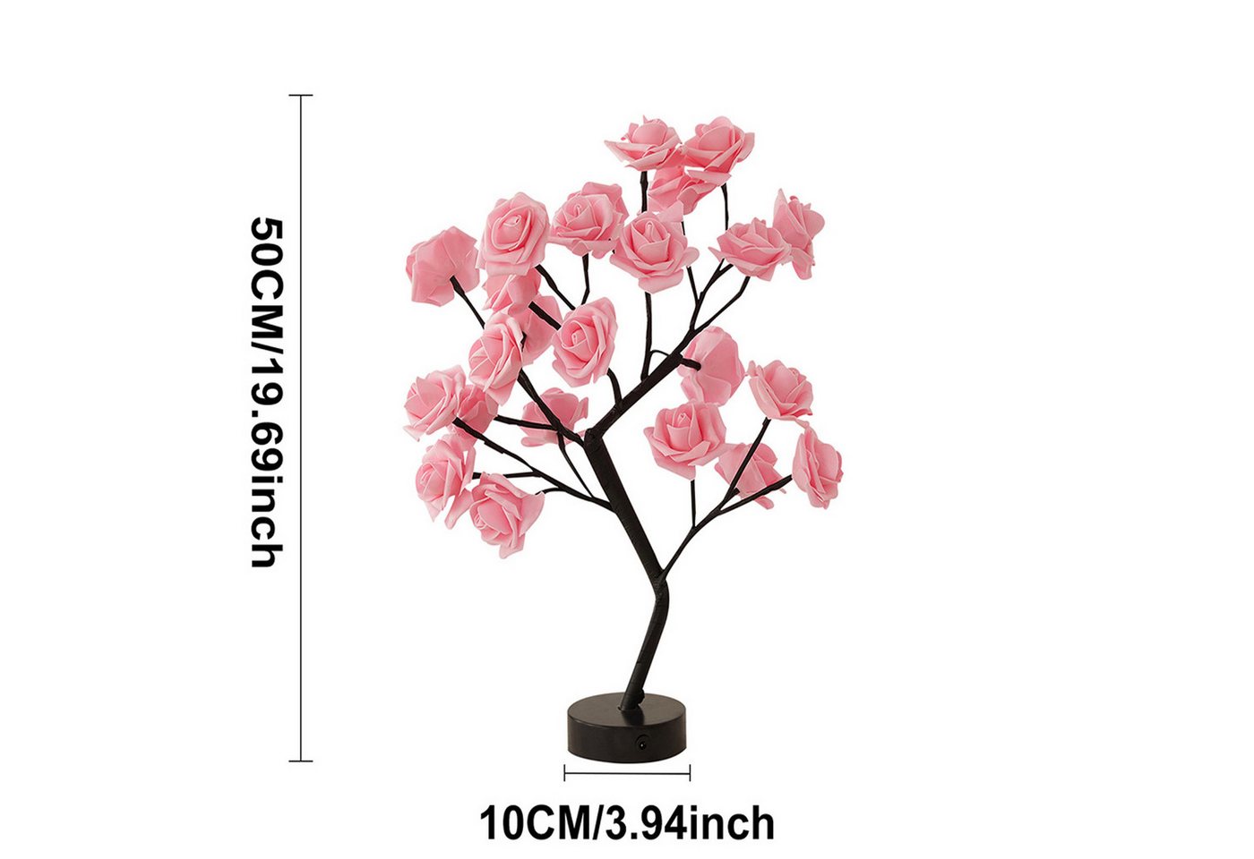 MUPOO LED Baum Rosenblütenbaum Licht für Tischplatte, LED-Tisch-Bonsai-Baum Lichtdekor, Rosa Rose, schwarze Basis, LED fest integriert, für Valentinstag,Zuhause,Hochzeit