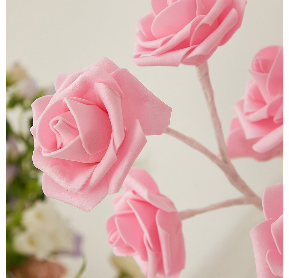 MUPOO LED Baum Rosenblütenbaum Licht für Tischplatte, LED-Tisch-Bonsai-Baum Lichtdekor, Rosa Rose, schwarze Basis, LED fest integriert, für Valentinstag,Zuhause,Hochzeit Bild 4