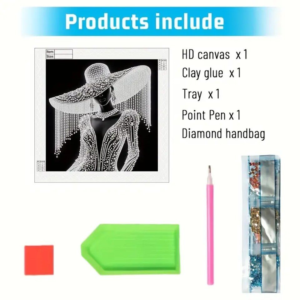 Venicce Love Kreativset Diamond Painting Bilder, 5D Diamant Painting Malerei Set, Frau mit Hut, (1-tlg)