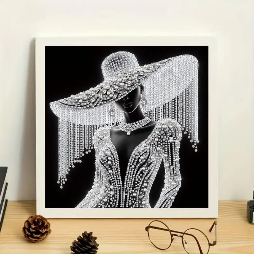 Venicce Love Kreativset Diamond Painting Bilder, 5D Diamant Painting Malerei Set, Frau mit Hut, (1-tlg) Bild 5