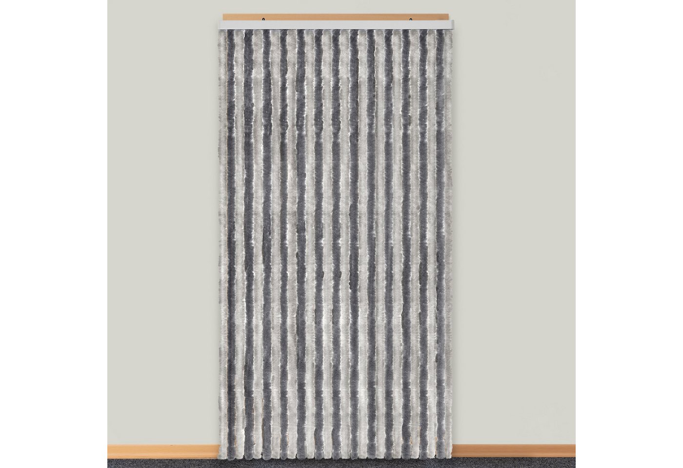 Moritz Türvorhang Flauschvorhang 118 x 230 cm grau silber (1 St), Hakenaufhängung, Chenille Vorhänge Camping Türvorhang Wohnwagen Wohnmobil Zubehör Bild 3