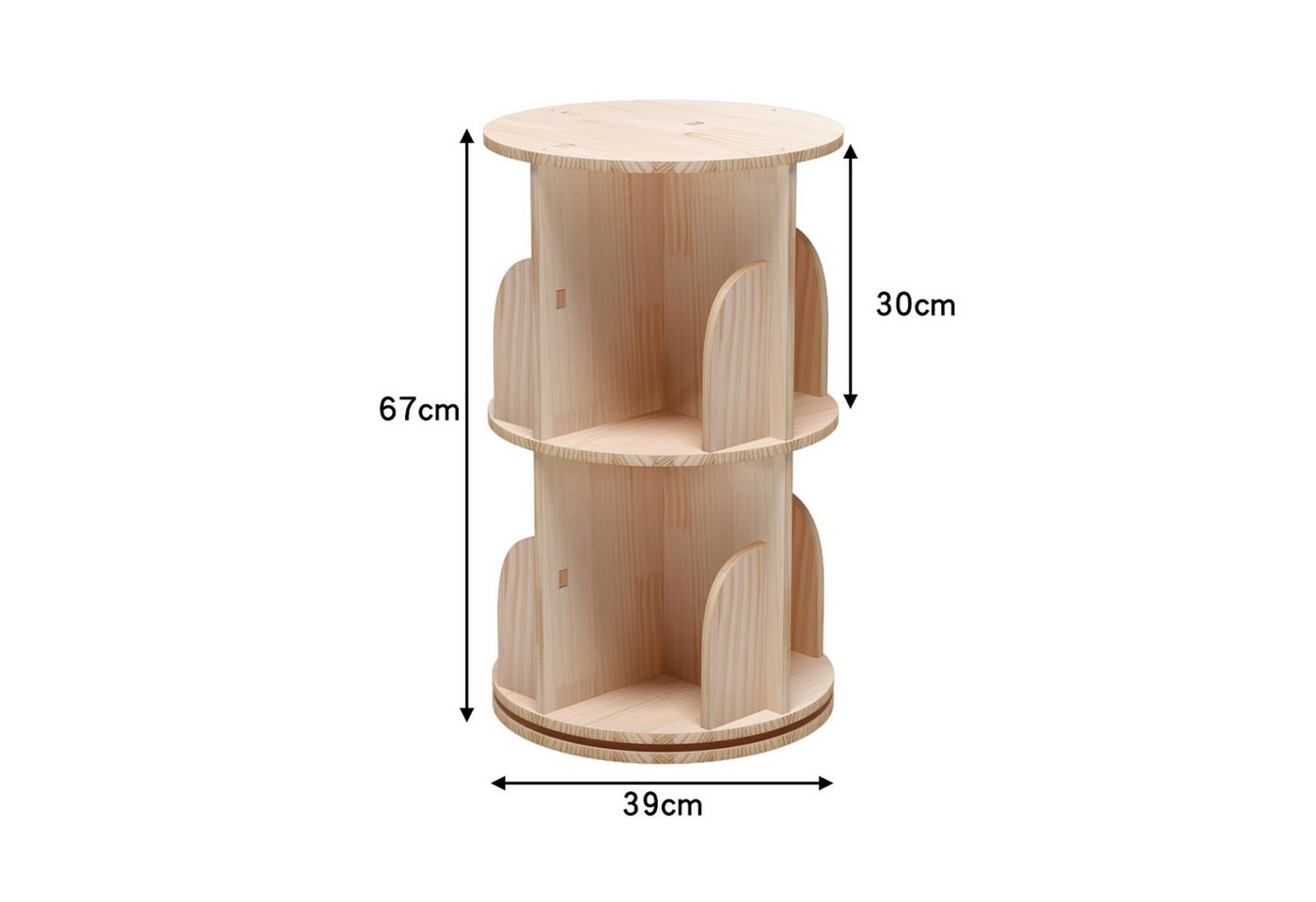 GarveeMore Bücherregal 360 Grad drehendes Bücherregal massives Holz stehendes Regalboden Bild 3