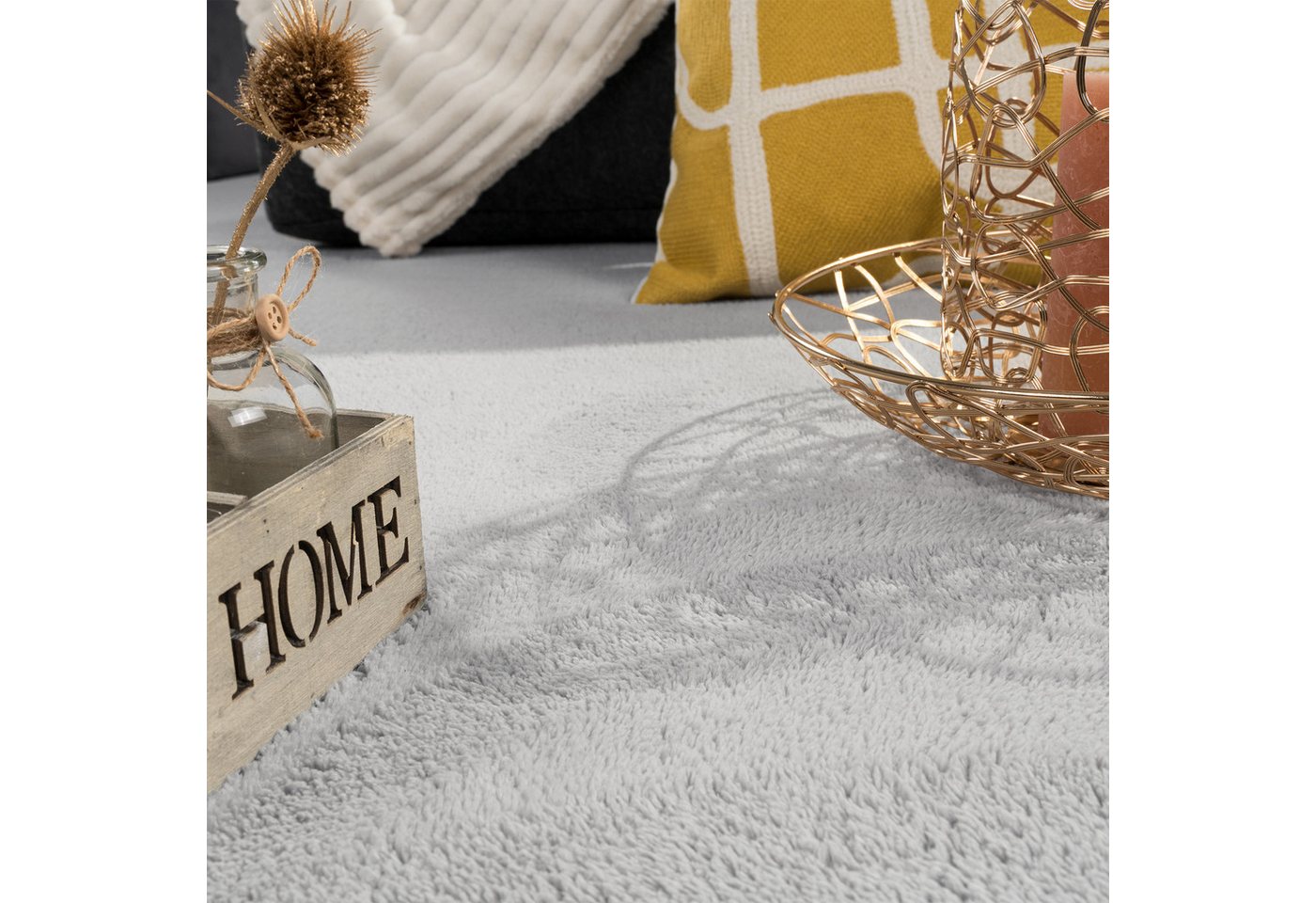 TeppichHome24 Teppich Teppich silber weich dekorativ pflegeleicht, rechteckig Bild 5
