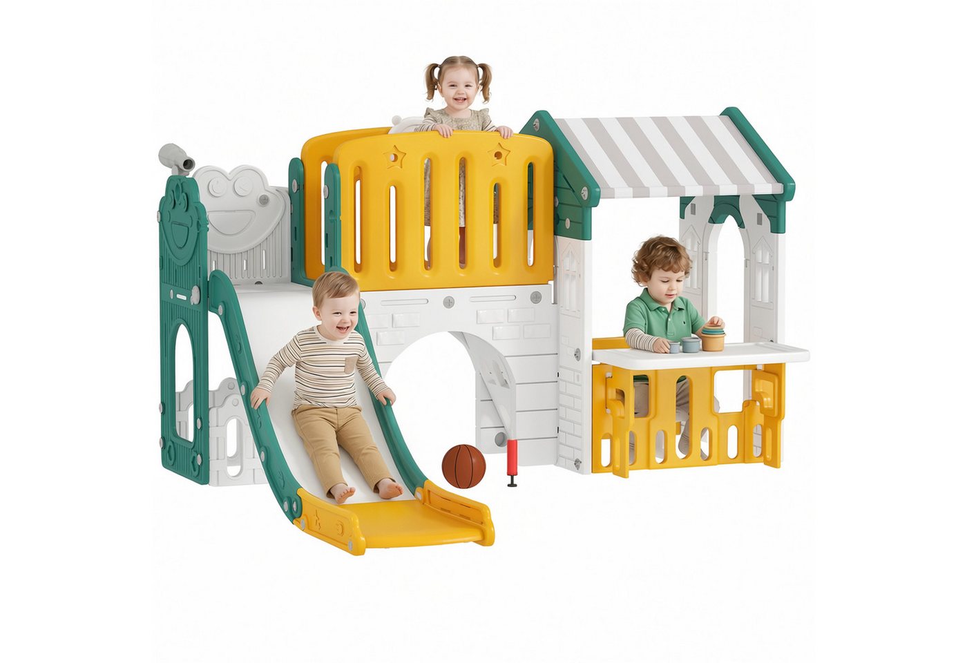 AIYAPLAY Rutsche Kinderrutsche mit Klettergerüst, Indoor und Outdoor, (Gartenrutsche, 1-tlg., Babyrutsche), für Kinder 1-4 Jahre, Gelb+Grün Bild 5