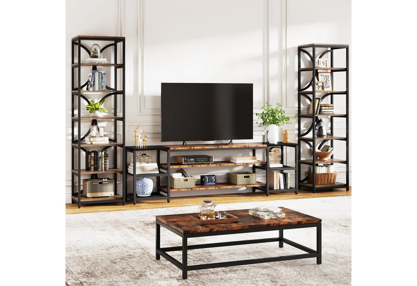 Tribesigns Bücherregal mit 6 Ebenen, 200 cm industrielles Aufbewahrungs Lagerregalen Bild 2