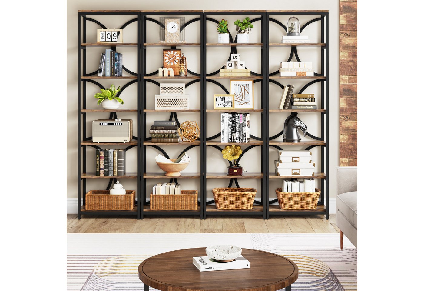 Tribesigns Bücherregal mit 6 Ebenen, 200 cm industrielles Aufbewahrungs Lagerregalen Bild 3