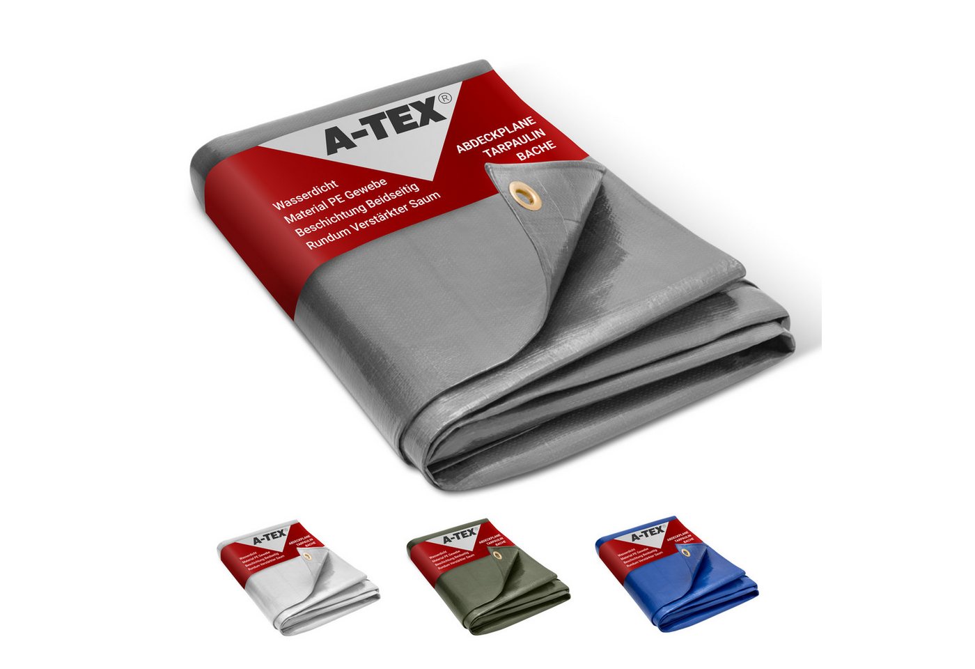 A-TEX® Schutzplane Abdeckplane Gewebeplane Plane mit Ösen 260 g/qm grau 2 x 3 m Bild 4