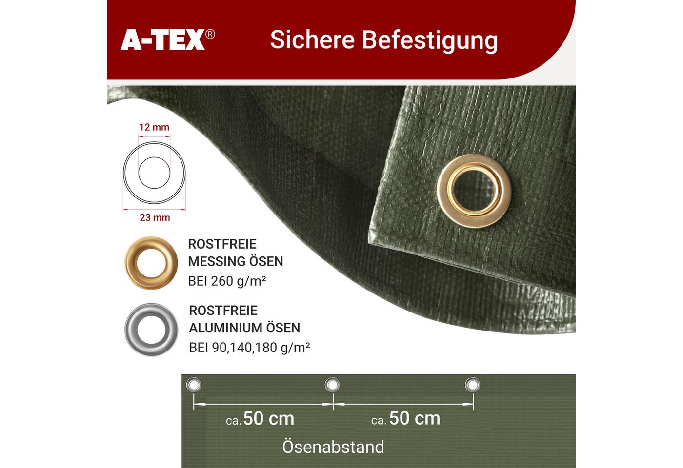 A-TEX® Schutzplane Abdeckplane Gewebeplane Plane mit Ösen 260 g/qm blau 2 x 3 m Bild 3