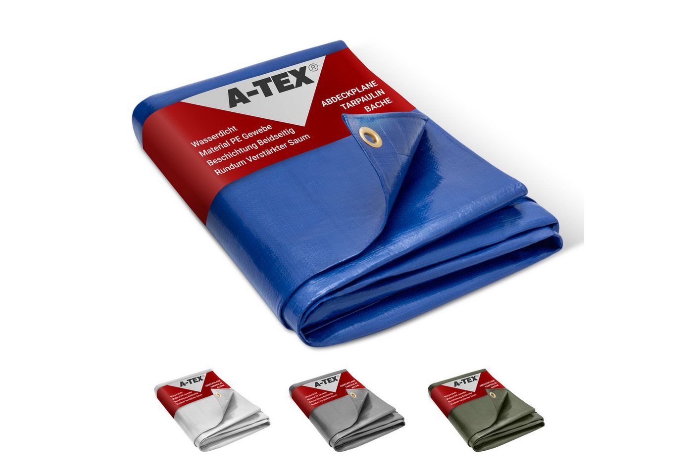 A-TEX® Schutzplane Abdeckplane Gewebeplane Plane mit Ösen 260 g/qm blau 2 x 3 m Bild 4
