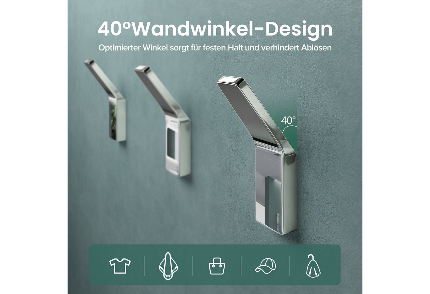 Mai & Mai Wandgarderobe Kleiderhaken Garderobenhaken 4 Stück BxTxH: 24x9x75cm Stalo-13, aus hochwertiger Zinklegierung, Minimalistische Design
