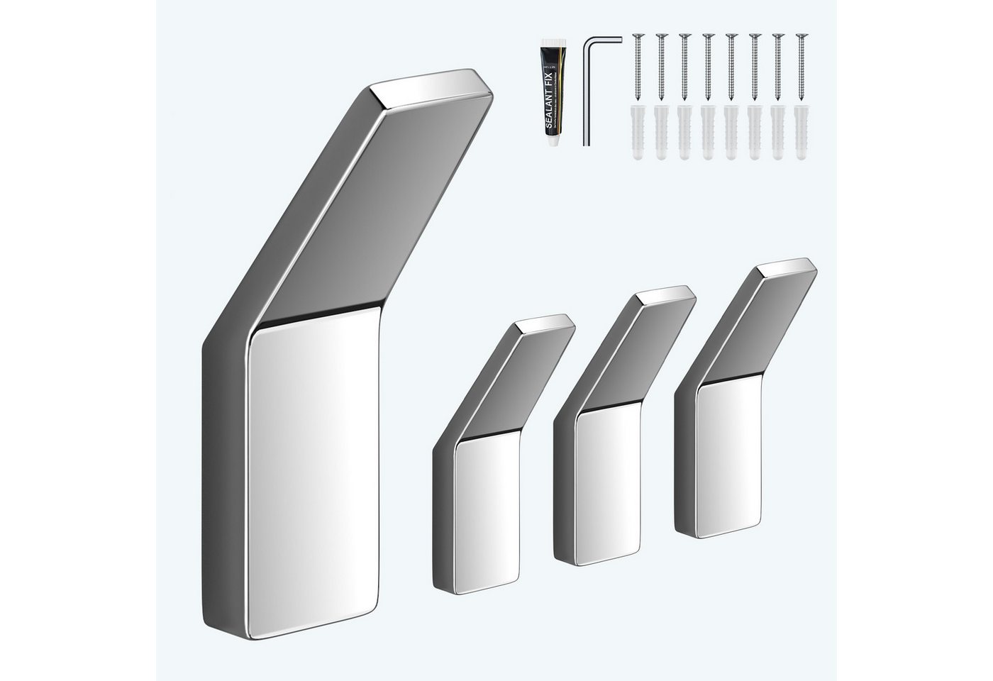 Mai & Mai Wandgarderobe Kleiderhaken Garderobenhaken 4 Stück BxTxH: 24x9x75cm Stalo-13, aus hochwertiger Zinklegierung, Minimalistische Design Bild 2