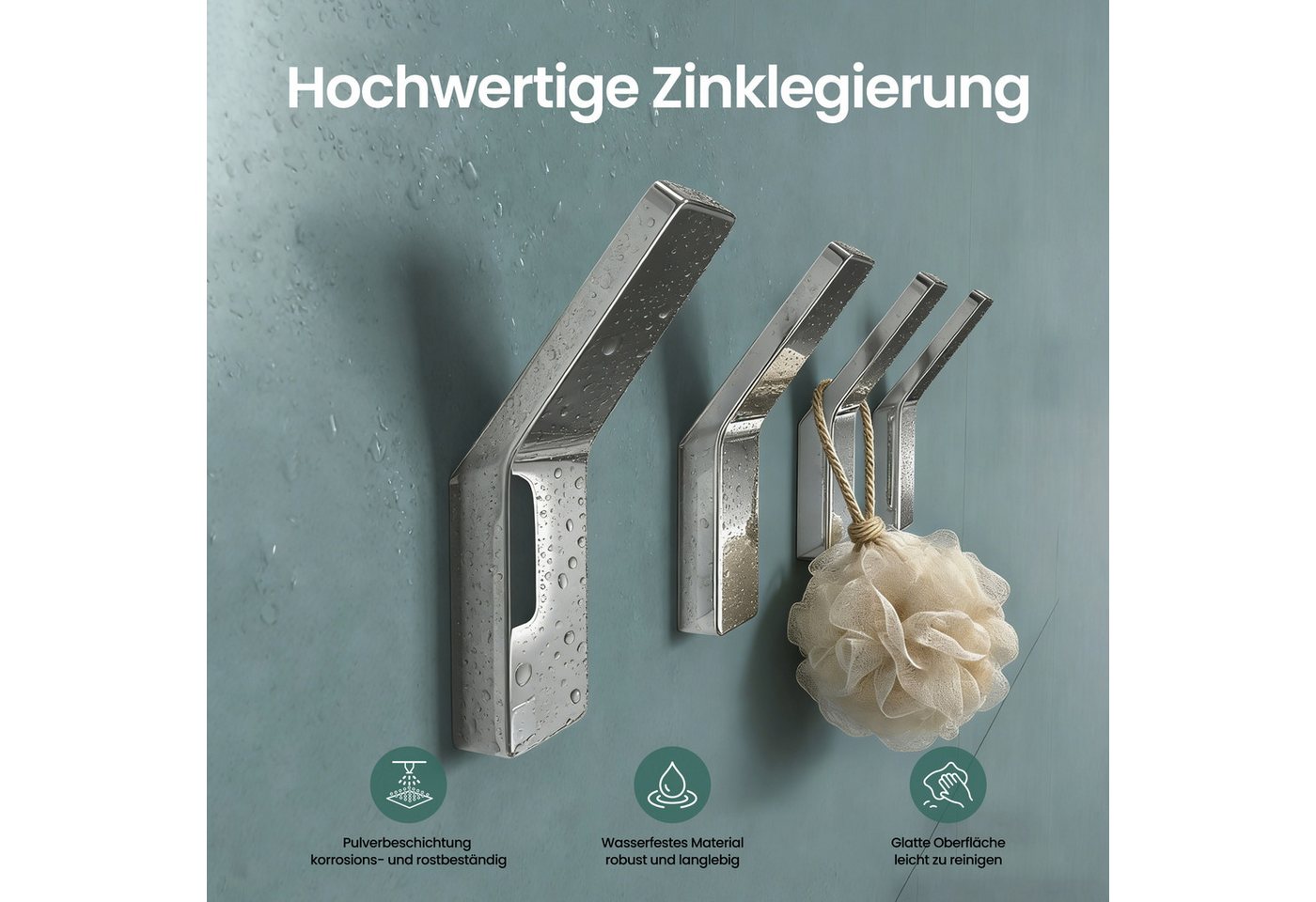 Mai & Mai Wandgarderobe Kleiderhaken Garderobenhaken 4 Stück BxTxH: 24x9x75cm Stalo-13, aus hochwertiger Zinklegierung, Minimalistische Design Bild 4