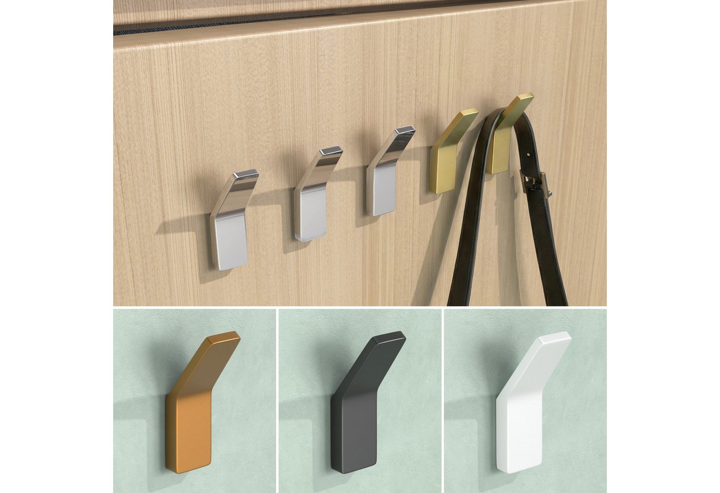 Mai & Mai Wandgarderobe Kleiderhaken Garderobenhaken 4 Stück BxTxH: 24x9x75cm Stalo-13, aus hochwertiger Zinklegierung, Minimalistische Design Bild 5