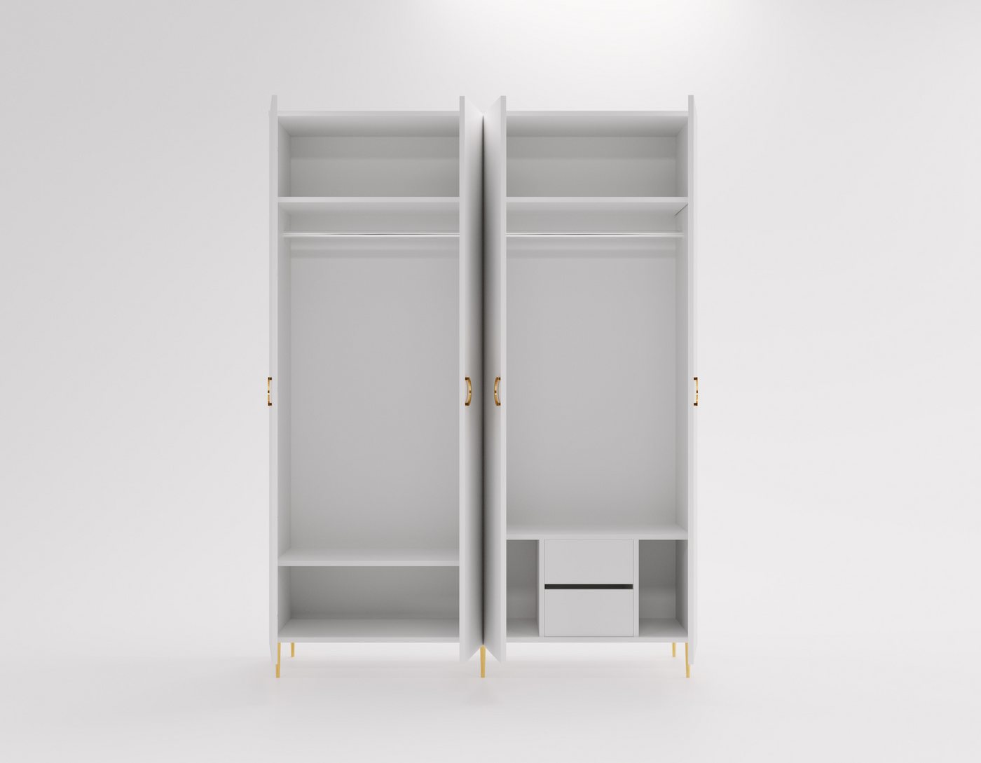 MOEBLO Drehtürenschrank VALERIA B04 (Kaschmir, Glamour Schrank mit 2 Schubladen, Metallgriffe & Füße in Gold, Elegantes Schlafzimmer‑ & Ankleidemöbel, Kleiderschrank Schrank Garderobe Schlafzimmer Drehtürenschrank) (BxHxT): 180x240x52 cm Bild 3