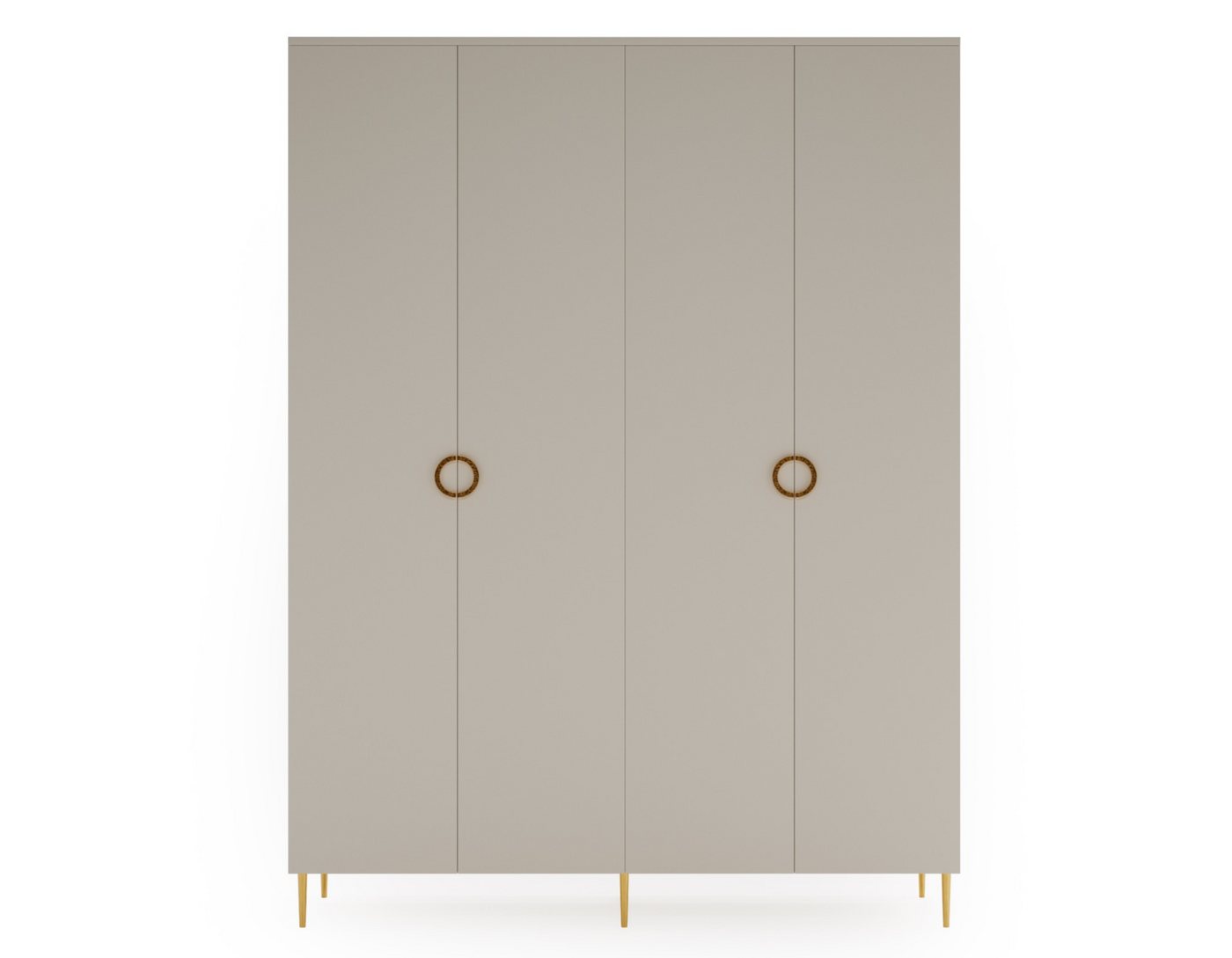 MOEBLO Drehtürenschrank VALERIA B04 (Kaschmir, Glamour Schrank mit 2 Schubladen, Metallgriffe & Füße in Gold, Elegantes Schlafzimmer‑ & Ankleidemöbel, Kleiderschrank Schrank Garderobe Schlafzimmer Drehtürenschrank) (BxHxT): 180x240x52 cm Bild 5